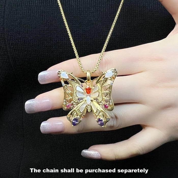 925 Sterling Silver Golden Butterfly Pendant Accessory For Women