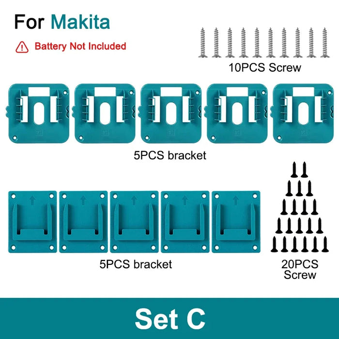 5 / 10 Pack Universal Battery Storage Rack For 14.4V And 18V Li Ion Batteries Wall Mount Tool Bracket For Dewalt Makita And Milwaukee Compatible Batteries