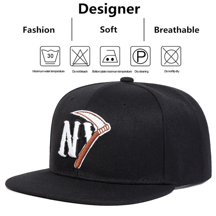 Adjustable Unisex Sickle Embroidery Baseball Cap Spring / Autumn Sun Hat