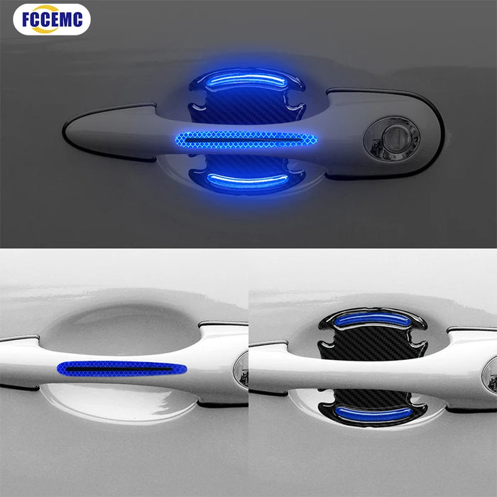 8Pcs 3D Reflective Sticker Tape For Car Fender Bumper Door Handle Auto Exterior Accessories
