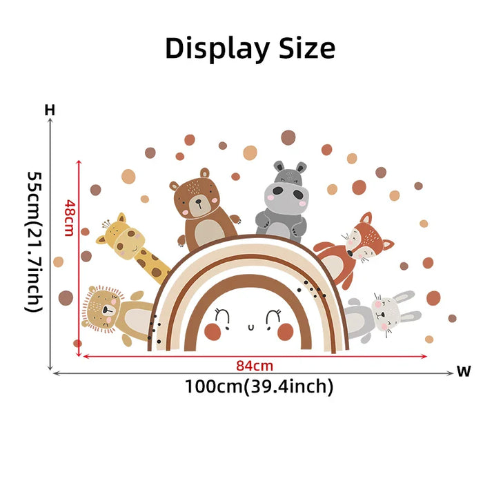 Boho Animals Rainbow Wall Stickers For Kids Room Decor