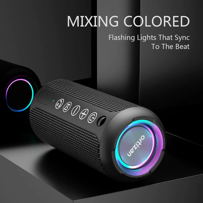 Wireless Bluetooth Speaker With Lights Hd Sound Waterproof Tws Pairing Aux / Tf Input