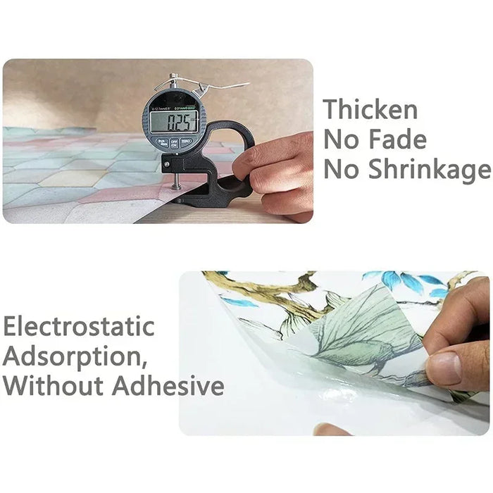 Frosted Glass Film For Home Bathroom Office - Static Cling Non-Adhesive Stained Glass Window Stickers With Bird Design