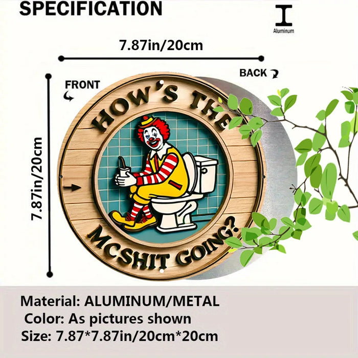 Retro Clown Metal Sign 7.8 Round Wall Art For Humorous Bathroom Decor