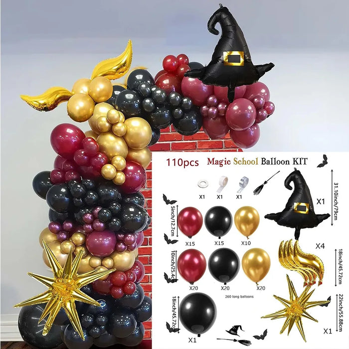 110Pcs Magic Hat Balloon Garland Arch Set Carnival Magic Themed Birthday Party Decoration Party Decoration Supplies