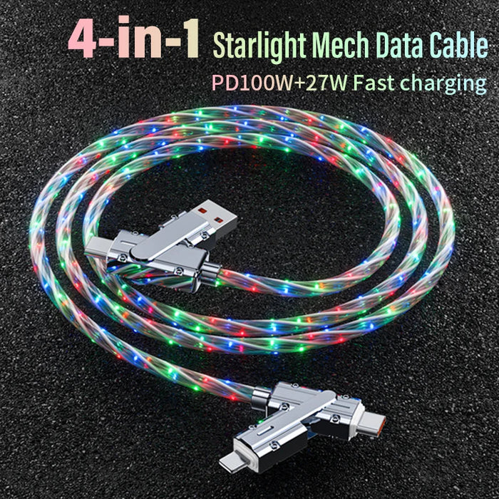 Multicolour Led Fast Charging Cable 4 In 1 Type C Usb