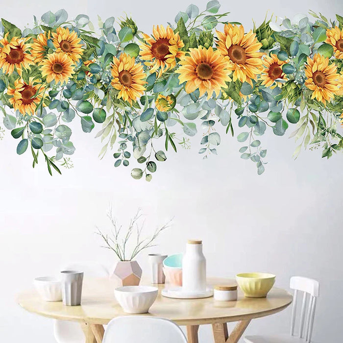 Hand Painted Sunflower Wall Stickers For Home Decor 109X50Cm