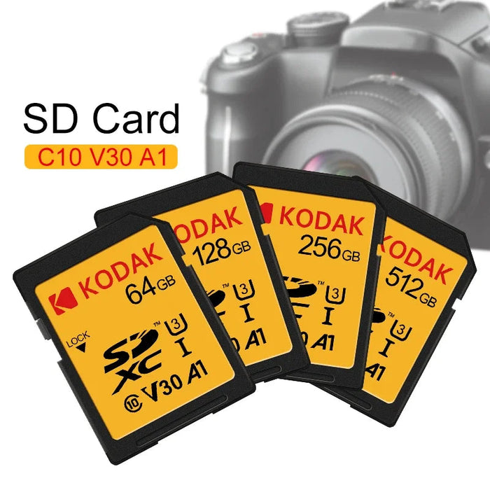 Kodak High Speed 100mb/s Sd Cards 256gb 128gb 64gb For Camera 4k Hd Slr Dv C10 A1 U3 V30 Uhs I