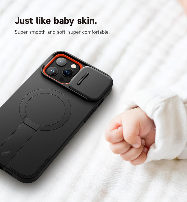 For Iphone 13 / 12 Pro Max Shockproof Bumper Slim Protective Case With Magnetic Camera Slide And Adjustable Kickstand