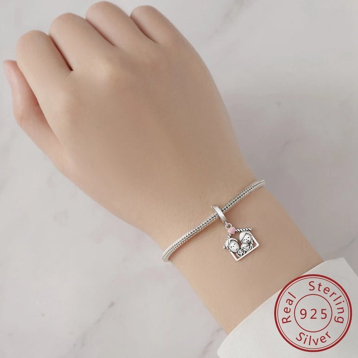 925 Sterling Silver Family Forever Pendant Fits Bracelets Diy