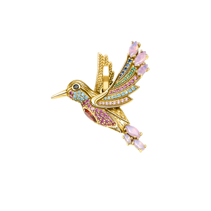 925 Sterling Silver Colourful Hummingbird Pendant Summer Jewelry For Women