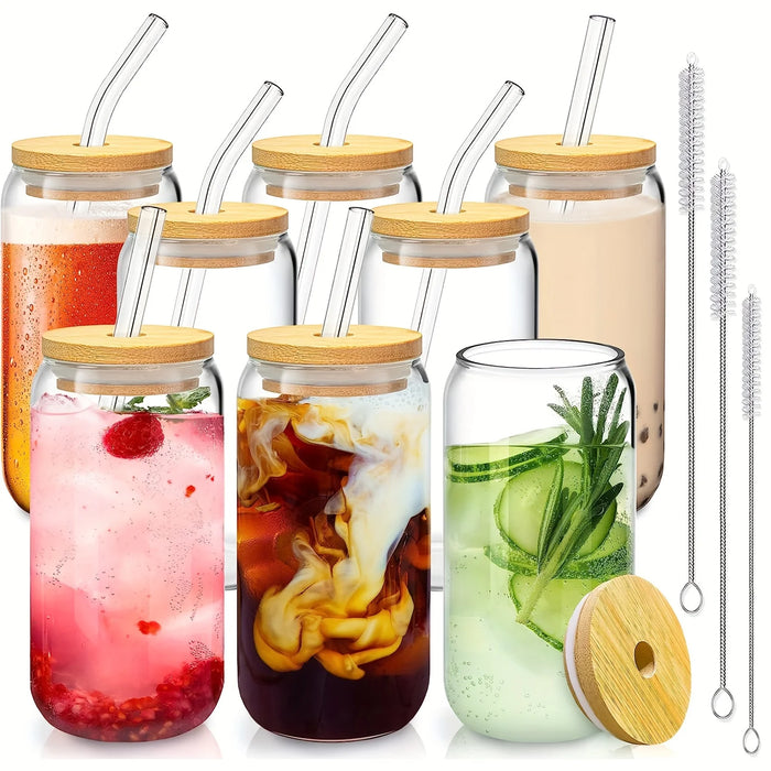 2 / 4 / 6 / 8 Piece 16Oz Can Shaped Glasses With Lids & Straws Insulated