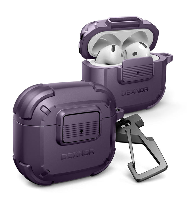 For Airpods 4 2024 With Secure Lock Shockproof Protective Rugged Bumper Case With Carabiner
