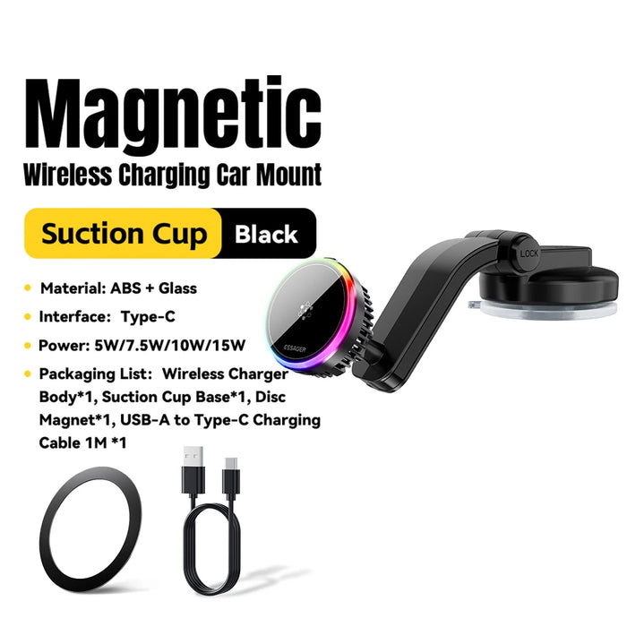 15W Ice Cooling Magnetic Wireless Car Charger For Iphone 16 15 14 13 12 Macsafe Car Phone Holder Fast Charging Station