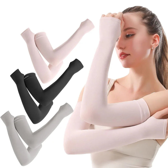 Pair of Sun Protection Arm Covers Cool Anti Uv Sleeves For Outdoor Activities