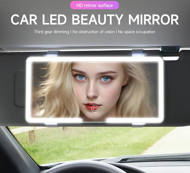Ultra Thin Led Car Makeup Mirror Dimmable Touchscreen Usb Charge Fits Sun Visor Women Auto Vanity
