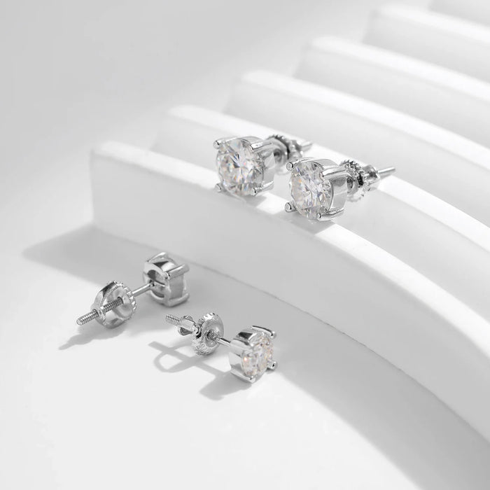 925 Sterling Silver 2.00Ct Moissanite & Lab Diamond Stud Earrings For Womend Colour