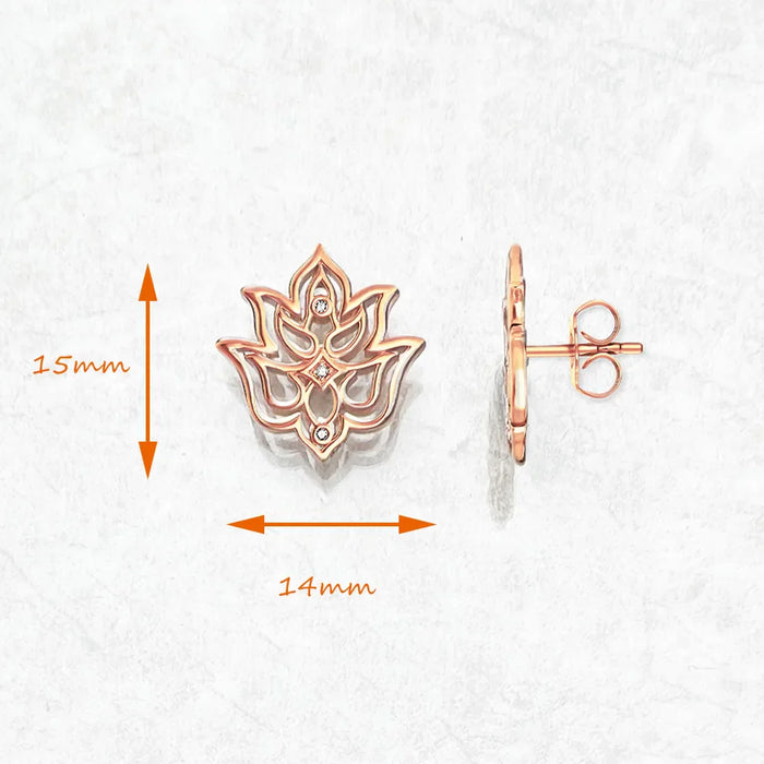925 Sterling Silver Rose Gold Flower Stud Earrings Europe Style Fine Jewelry