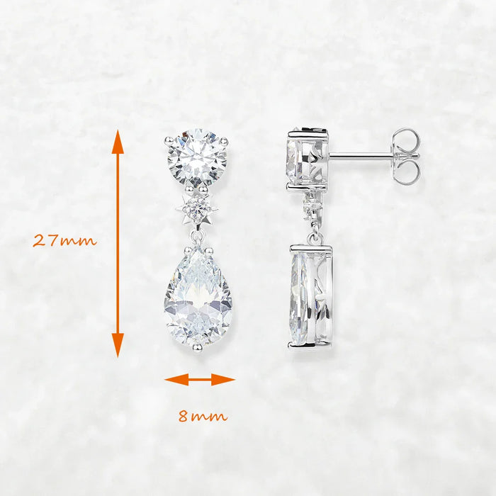 925 Sterling Silver Romantic Water Drop Stud Earrings