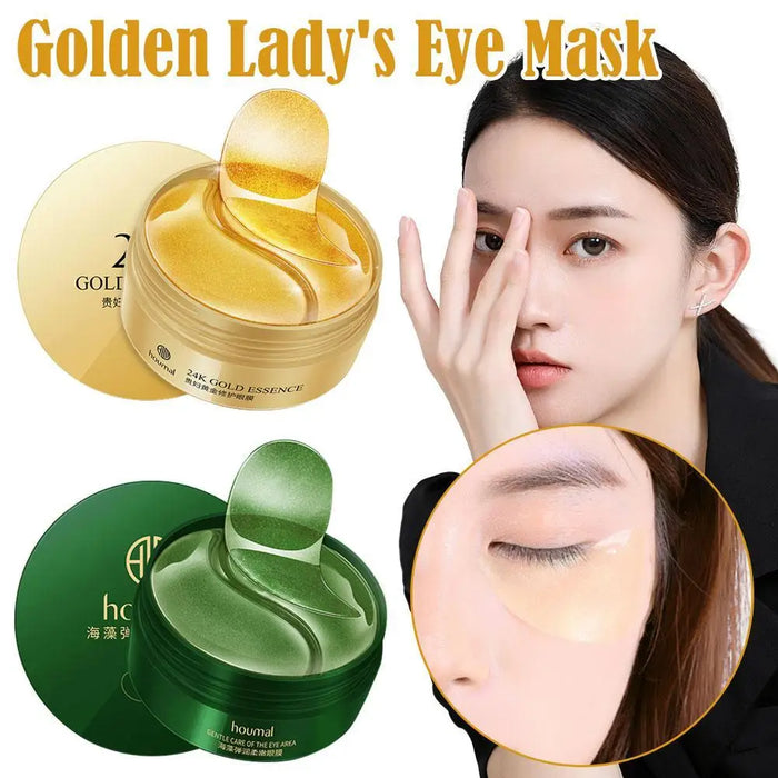 60 Piece Seaweed 24K Golden Crystal Eye Mask Anti Aging Moisturizing Anti Dark Circles