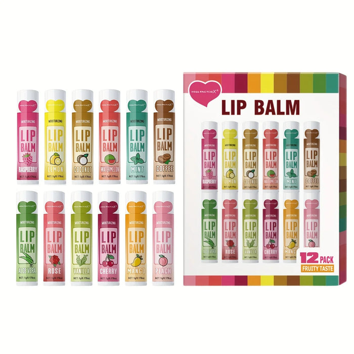 12 Piece Lip Balm Set 5G Deep Moisturizing For Hydrated Lips