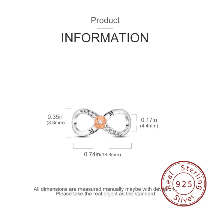 925 Sterling Silver Endless Love Pendant Fits Bracelet Diy Gift For Women