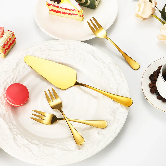 8 Piece Gold Stainless Steel Dessert Set For Home Kitchen