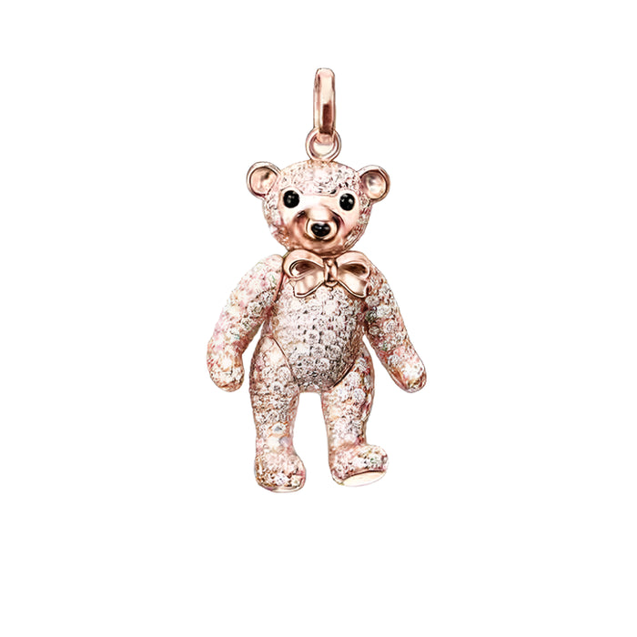 925 Sterling Silver Rose Gold Teddy Bear Pendant Cute Accessory For Women