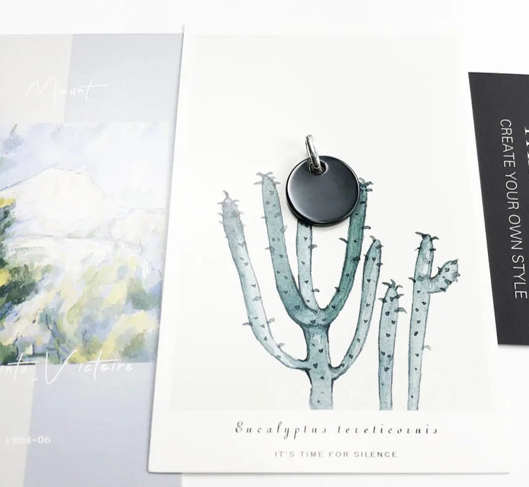 925 Sterling Silver Round Hematite Disc Pendant Fashion Jewelry Gift For Women