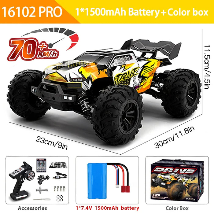 High Speed 4wd Rc Car LED Remote Control 70km/h or 50km/h Drift Monster Truck for Kids