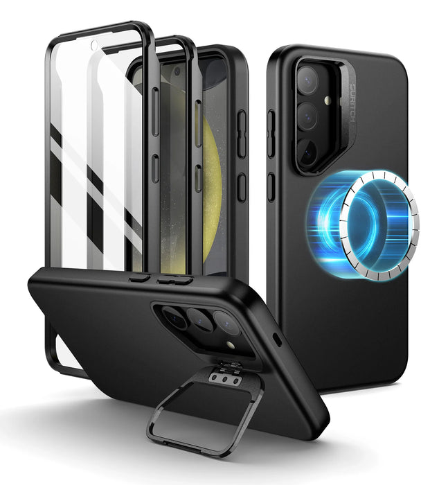 For Samsung Galaxy S24 Plus Full-Body Dual Layer Rugged Shockproof Magnetic Magsafe Compatible Case With Camera Stand