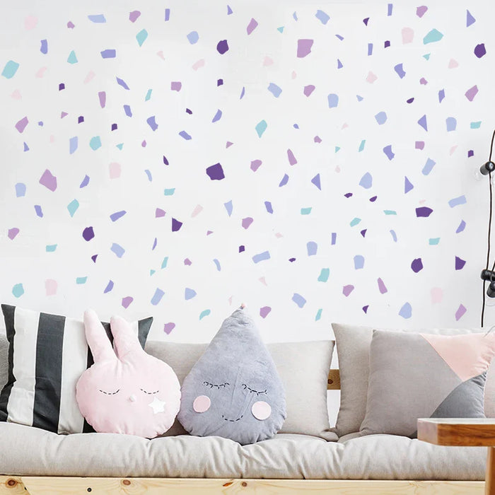 Terrazzo Pattern Wall Stickers Purple & White