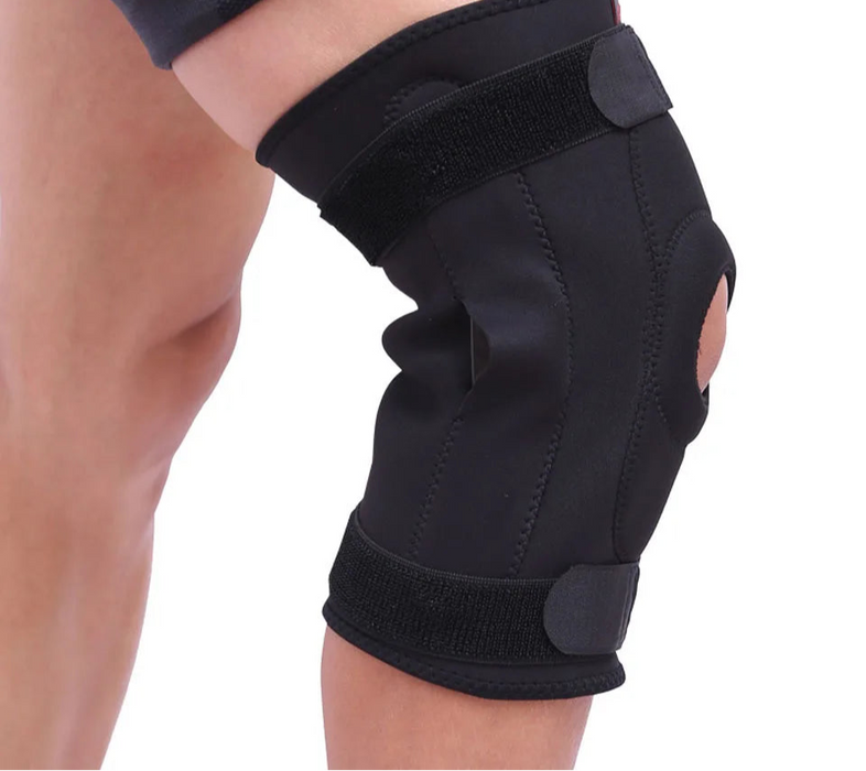 Sports Knee Support Brace With Metal Plate Black