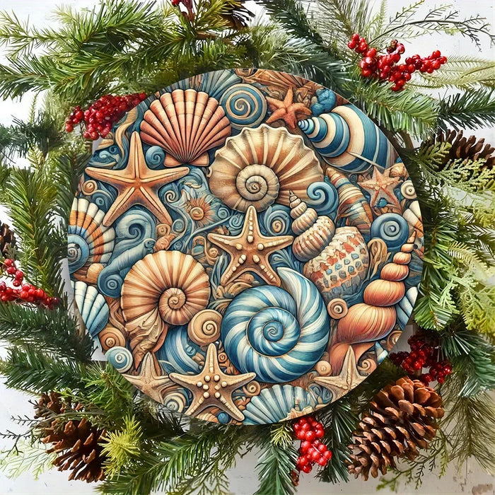 Coastal Iron Wall Art With Seashell Motifs 8-Inch Decor For Home Or Office