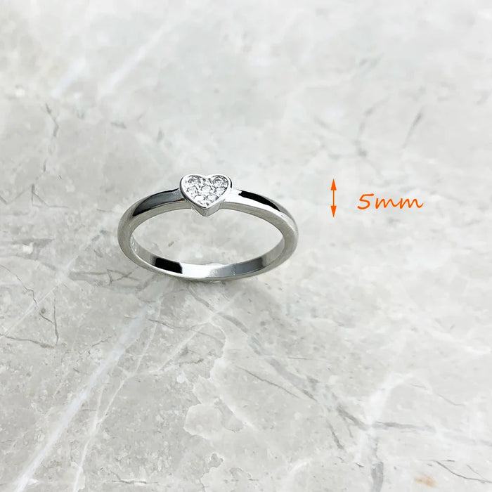 925 Sterling Silver Romantic Gift Heart Ring Fine Jewelry For Women
