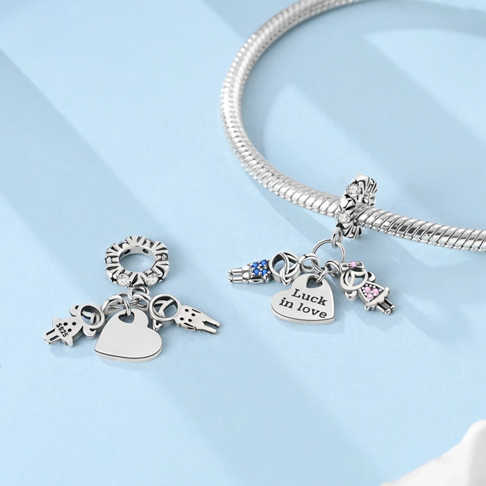 925 Sterling Silver Sister Charms Luck In Love Forever Diy Gift For Women