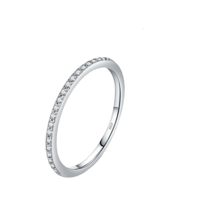 925 Sterling Silver Sparkling Moissanite Eternity Ring