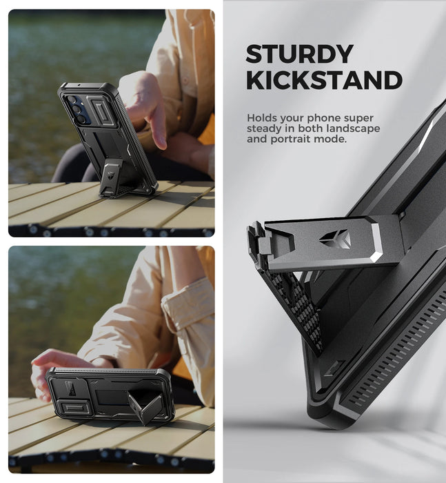 For Samsung Galaxy A16-5G Heavy Duty Military Grade Protection Shockproof Case With Bulit-In Magnetic Slide Camera Case