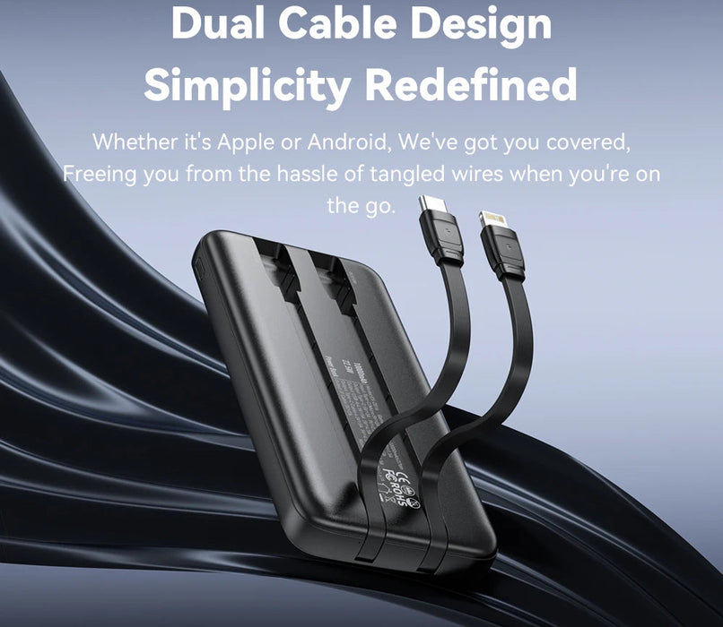 22.5W Power Bank 20000Mah With Two Built-In Cables Portable Charger For Iphone 15 Pro Max Charge 4 Devices At Once ﻿