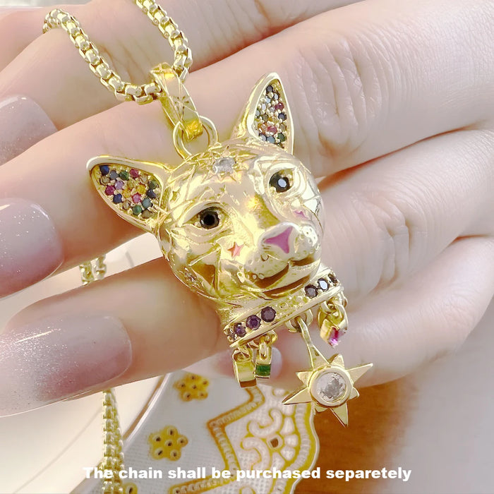 925 Sterling Silver Magical Cosmic Cat Pendant Jewelry For Women