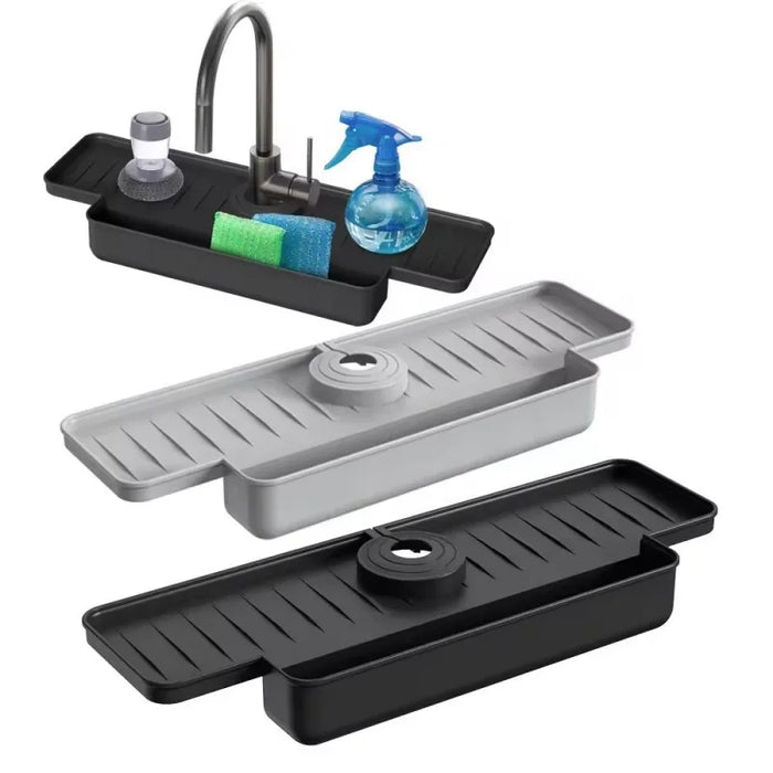 Silicone Sink Faucet Splash Guard And Sponge Holder For Kitchen And Bathroom