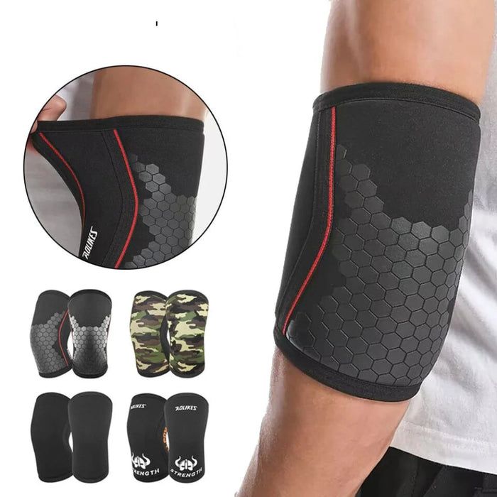 Pair of 7Mm Elbow Sleeves Support For Weightlifting & Powerlifting