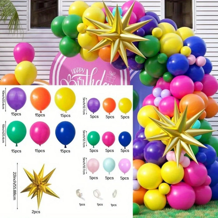 140 Pcs Blue Summer Party Balloon Kit With Aluminum Film Of Exploding Star For Birthdays Anniversaries Graduations