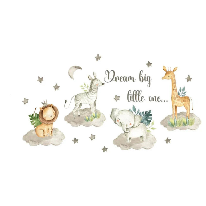 Adorable Watercolour Animal Wall Decals For Kids Room Decor