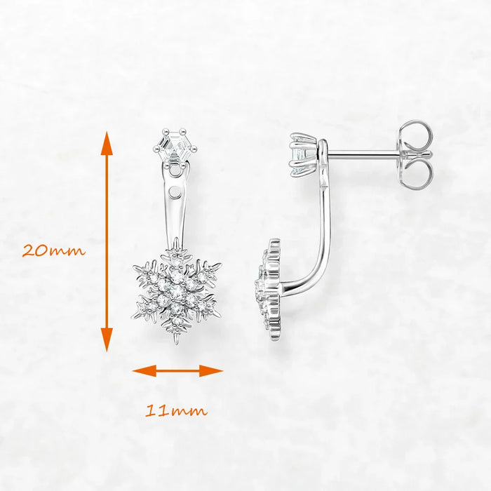 925 Sterling Silver Snowflake Ear Studs With White Stones