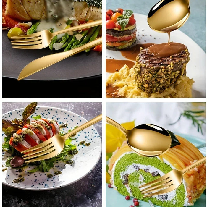 24 Piece Golden Stainless Steel Flatware Set