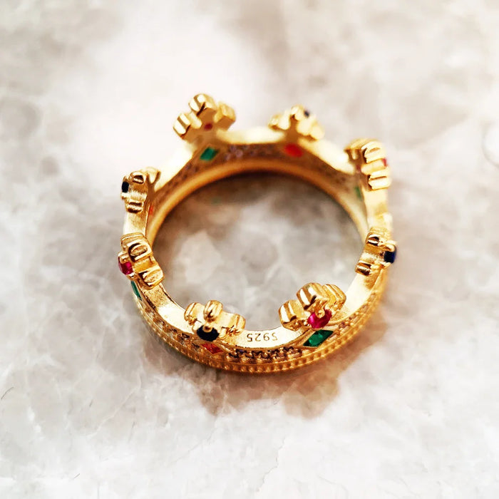 925 Sterling Silver Queen Crown Ring Majestic European Design For Women