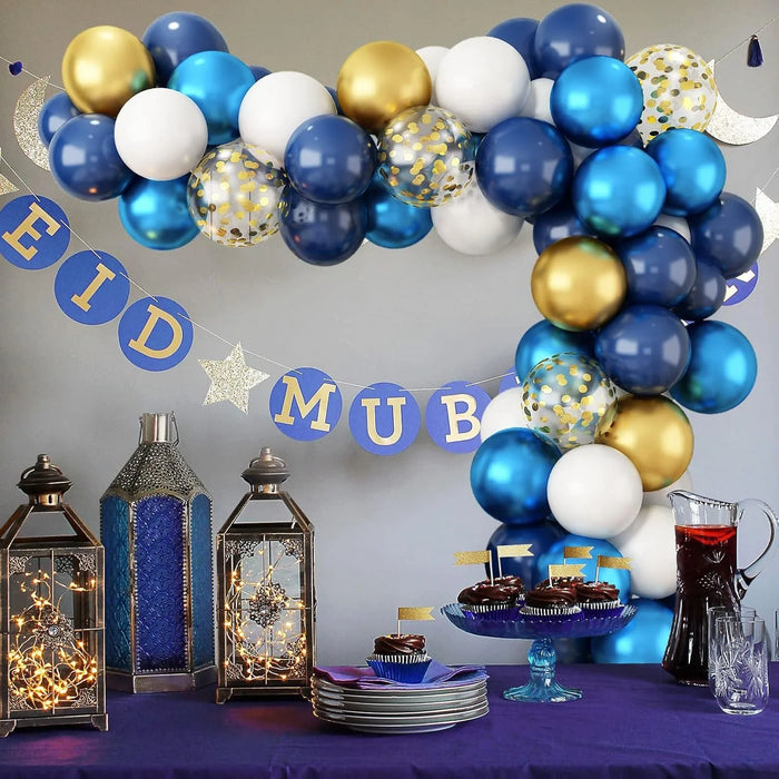 65Pcs Blue Balloon Garland Arch Set Suitable For Birthday Parties Anniversary Celebrations Ramadan And Other Festive Decorations