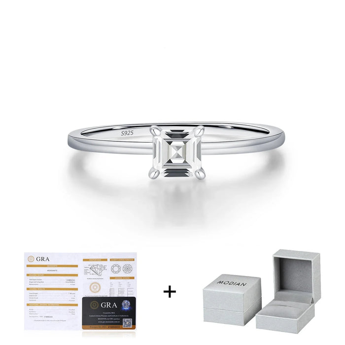 925 Sterling Silver D Colour Square Moissanite Ring For Women