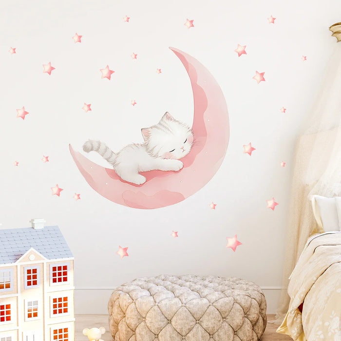 Adorable Cat Sleep Wall Stickers For Kids Room